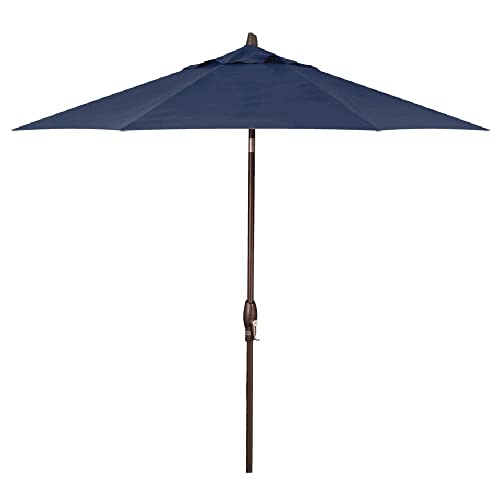 Treasure Garden Octagonal 9ft Patio Umbrella - Outdoor Furniture Market Umbrella – Auto Tilt – Black Aluminum Frame (O’bravia2, Navy)