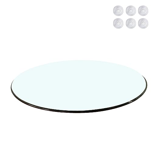 SAGIDAR Round Tempered Glass, Clear Table Top, Tempered Glass Top, Clear Glass High Gloss, Glass Coffee Table, Round Glass Table Tops, Round Wood Table Top, 14IN 19IN 24IN 30IN 39IN