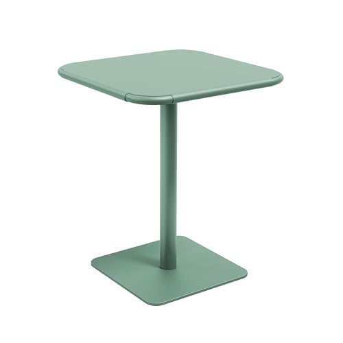 Jamesdar, Haley, Square Heavy Duty Commercial Steel Bistro Dining Table, All Steel Construction, Indoor Outdoor Restaurant & Café Use, 300 lb Capacity, 24" D x 30" H, Aloe Green