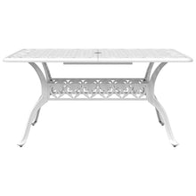 Owoxanthellate 59" White Cast Aluminum Patio Dining Table with Umbrella Hole, Seats 6, Weather-Resistant