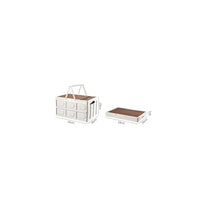 BMXIAJW Camping Portable Picnic Basket Storage Box Folding Large Capacity Thickened With Wooden Cover Car White Finishing Bo