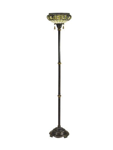Dale Tiffany TR100904 Lewellen Torchiere Lamp, Antique Bronze/Sand and Art Glass Shade