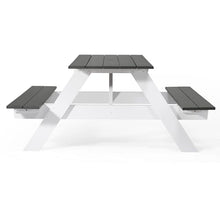 WestinTrends Outdoor 70" HDPE Plastic Picnic Table Bench with Umbrella Hole, Gray