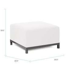 Howard Elliott Axis Patio Ottoman with Cover, Upholstered Footstoll Coffee Table Ottoman Bench, Seating Futniture for Both Indoor & Outdoor Home and Office, Titanium Frame, Seascape Natural