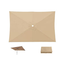 Replacement Canopy for 6.5'x10' Patio Umbrella - Waterproof Rectangular Parasol Top Cover UV-Resistant Fabric Easy Installation for Market Tables Outdoor Shade Solution,Khaki-300x200cm/10x6.5ft