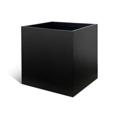 GZGNEEVL Galvanized Steel Planter Box 28 in Black Square Planters