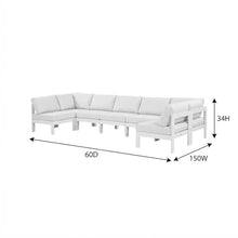 Outdoor Escape White Fabric Patio Modular Sectional, Contemporary Design, Weather-Resistant Upholstery, Spacious Seating for Outdoor Living