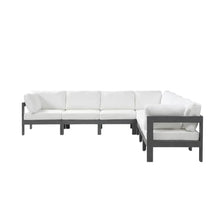 Outdoor Escape White Fabric Outdoor Patio Modular Sectional, Weatherproof Cushions, Spacious Seating, Durable Frame, Contemporary Style
