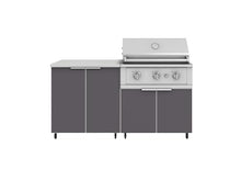 NewAge Products Classic Series 4PC Aluminum Slate Gray Modular Outdoor Kitchen Set with Casters and 33" Performance Grill LP - 24"D x 65"W x 47.1"H