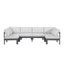 Outdoor Escape White Fabric Outdoor Patio Modular Sectional, Weather-Resistant Material, Contemporary Design, Comfortable Back, Seat Heights