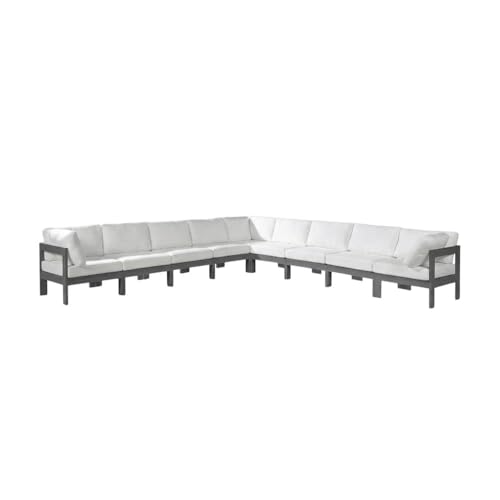 Outdoor Escape White Fabric Outdoor Patio Modular Sectional, Weather-Resistant Upholstery, Contemporary Design, Comfortable Seating, Outdoor Furniture