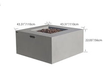 Rocky Concrete Fire Pit 43" x 43" Outdoor Patio Firepit Includes Lava Rocks Modern Fire Pits & Outdoor Fireplaces for Garden, Deck, Indoor & Outdoor Heating