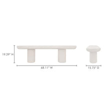 Moe's Home Collection Rocca Bench Concrete White