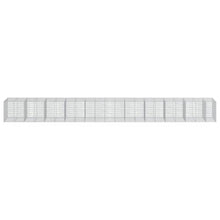 Makastle Gabion Basket with Cover, Rock-Stone Wall with Sturdy Grid for Backyard, Garden, Yard, Rustproof, Weather-Resistant, 413.4x39.4x39.4 in Silver Galvanized Iron