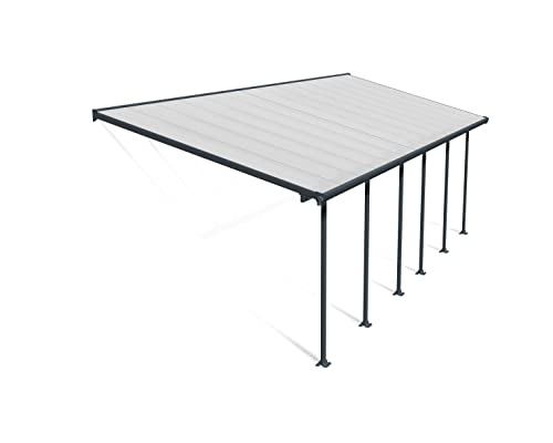 Palram - Canopia Feria 10' x 28' Patio Cover Canopy Awning, Gray/Clear