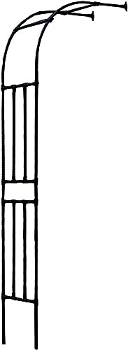 Metal Garden Archway with Half Side Wall Mount for Climbing Plants Elegant Wedding Pergola Arbor and Rose Vines Support Rack Outdoor Black Trellis Arch(180 * 40 * 240cm)