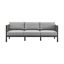 ARMEN LIVING 840254332447 Cuffay Modern Outdoor Patio Conversation Furniture Set, Black Aluminum and Gray