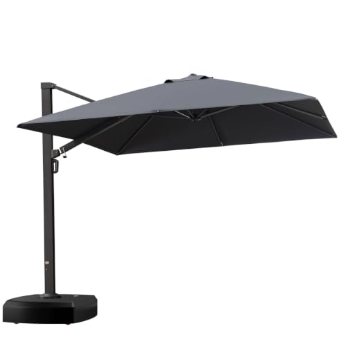 OROTLECT 120'' Square Cantilever Umbrella With Wheeled Base,Gray