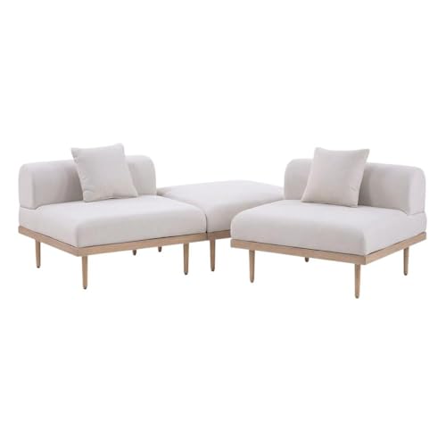Outdoor Escape Brown Fabric 3-Piece Outdoor Modular Sofa Set with Cushions, Contemporary Style, Comfortable Seating, Arm Height 28.5 Inches