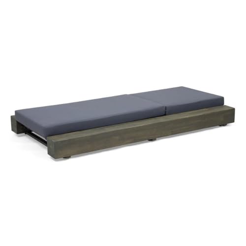 Noble House Broadway Outdoor Acacia Wood Chaise Lounge Set of 4 Gray