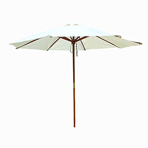 QZQHNYJ Umbrella Wooden Outdoor White Parasol with Metal Bolt, Sun Shade Umbrella for Balcony, Dining Tables, Gardens, Patios, Decking, Easy to Assembly, Large