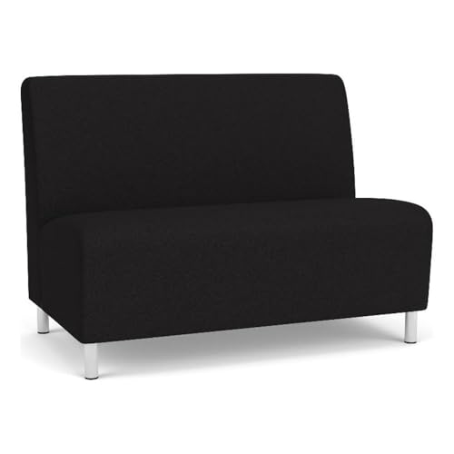 Lesro Siena Lounge Reception Armless Loveseat Brushed Steel Legs Black