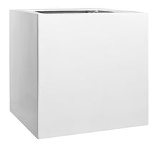 Pottery Pots Block XL Fiberstone Square Planter 24 Inch Glossy White