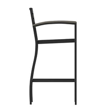 BizChair Commercial Grade Bar Height Stool with Arms, All-Weather Outdoor Bar Stool with Faux Wood Poly Resin Slats and Aluminum Frame, Gray Wash