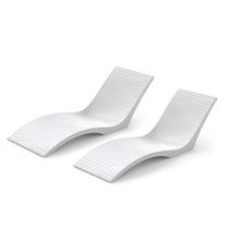 Aqua Blue UV Resistant Pool Lounge Chairs Set of 2 White