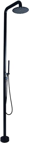 MKLFBY Floor Mounted Outdoor Shower Freestanding Garden Shower Fixtures W/Overhead Shower Head and Handheld, Brass Outside Shower for Backyard Pool Beach