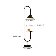 ZHONGCHENGWU Floor Lamp Arc Floor Lamp with Marble Shelf,Bedside End Table for Bedroom, Living Room(Black)