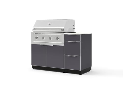 NewAge Products Classic Series 4PC Aluminum Slate Gray Modular Outdoor Kitchen Grill Island with 36" Performance Grill NG - 24"D x 52"W x 47.5"H