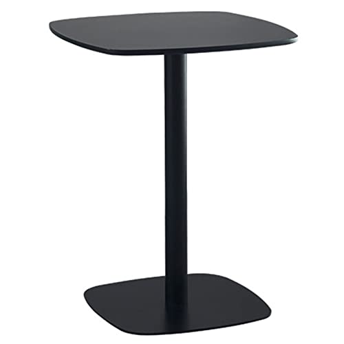Classic Bistro Pub Furniture- Metal Cocktail Bistro Table, Indoor/Outdoor Restaurant Pub End Side Table, Square Corner Sofa Coffee Table for Living Room, Balcony, Patio, Artificial Board ( Color : Bla