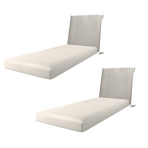 California Umbrella Chaise Lounge Cushion Set of 2, 24x78 White