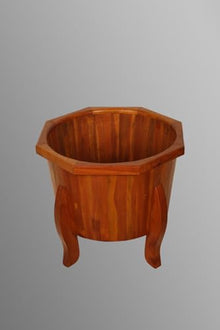 SODEF Avcı Wooden Barrel Planter Pine Wood with Stand Garden Flower Pot 53 CM Height - Light Oak