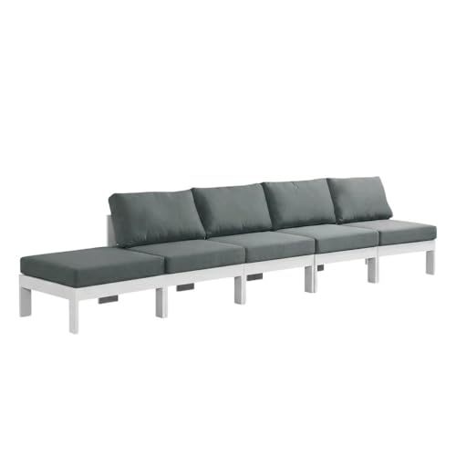 Outdoor Escape Gray Fabric Outdoor Patio Modular Sofa with Contemporary Style, Comfortable Seating, Durable Material, 150-Inch Width