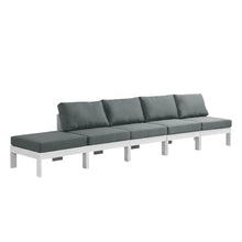Outdoor Escape Gray Fabric Outdoor Patio Modular Sofa with Contemporary Style, Comfortable Seating, Durable Material, 150-Inch Width