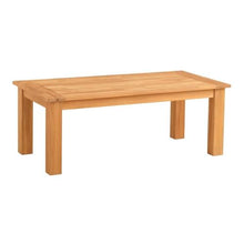 Afuera Living Outdoor Teak Wood Coffee Table, 48 x 24 x 18 in, Natural Oil Finish, Sustainable Plantation Teak, Chunky Base for Stability, Rectangular Patio Table for Drinks and Snacks