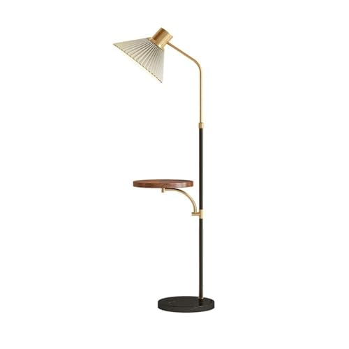 LUYOUBOZHU Floor Lamp Dimmable Modern Floor Lamp with Wood Tray,Space Saving Standing Light for Living Room(Black)