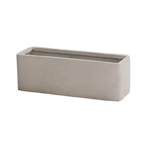 Xilin-872 Flower Pot White Long Rectangular Magnesium Clay Planter, Large Outdoor Indoor Flower Pot with Drainage Hole for Home Entryways Gardens and Patios Garden Pots
