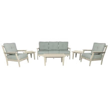 highwood Lehigh 6-Piece Couch, Coffee Table, and Chair Deep Seating Set, with Sunbrella Cushions in Canvas Seasalt, Whitewash Frame