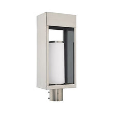 Livex Lighting 20985-91 Bleecker - 20" One Light Outdoor Post Top Lantern, Brushed Nickel Finish with Satin Opal White Glass