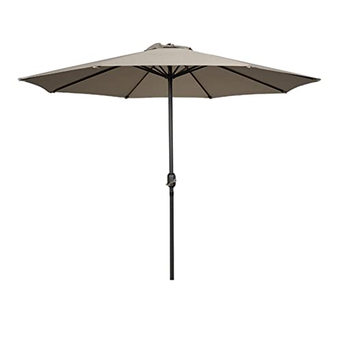 ARGENTFLUX 270cm/9ft Octagonal Iron Patio Table Umbrella, Outdoor Market Umbrella with Crank, 8 Ribs, Sun Shade Parasol(Khaki)