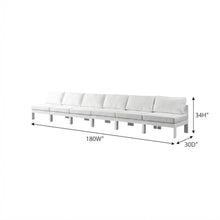 Outdoor Escape White Fabric Outdoor Patio Modular Sofa, Contemporary Style, 180-Inch Width, Lightweight and Comfortable, Ideal for Outdoor Living Spaces