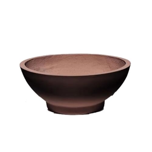 WOAITIANTIAN Flower Pots Bowl Shape Cement Planter Round Large Hydroponic Clay Planter Simple Flower Bed Bonsai(Brown,Large)