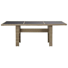 WEHUOSIF Brown and Black PE Rattan Dining Table with Tempered Glass Top and Powder-Coated Steel Frame for Patio Table and Outdoor Dining