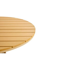 LICOME Bamboo Patio Table, Outdoor Table and Chairs, Ideal Patio Dining Ratten Round Table 110CM Plastic Wood Top