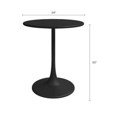 Pemberly Row Modern Steel Bistro Table, 24" D x 30" H, Black Weatherproof Finish, Round Top Design, Indoor/Outdoor Dining or Patio Table, Midcentury Minimalist Style, Durable Space-Saving Small Table