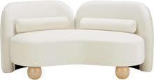 Meridian Furniture 44002Cream-L Daphne Collection Art Deco Loveseat with Rich Cream Velvet Fabric, Solid Wood Ball Legs, Solid Wood Inner Frame, 64" W x 34.5" D x 29" H, Cream