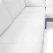 Outdoor Escape White Fabric Outdoor Patio Modular Sectional with Contemporary Style, Weather-Resistant Upholstery, 120W X 120D X 34H Inches